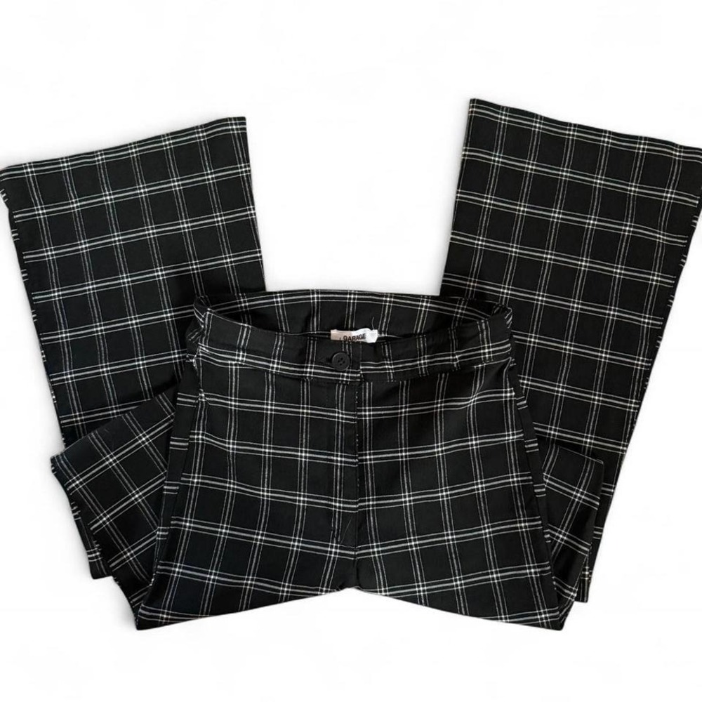 Garage Black‎ and white plaid flare pants